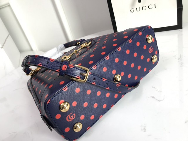 Gucci高仿專櫃女包 621220 古馳GG1955馬銜扣款型 波點圖案小號手提包 Gucci2020爆款女士肩背包  gqy3829